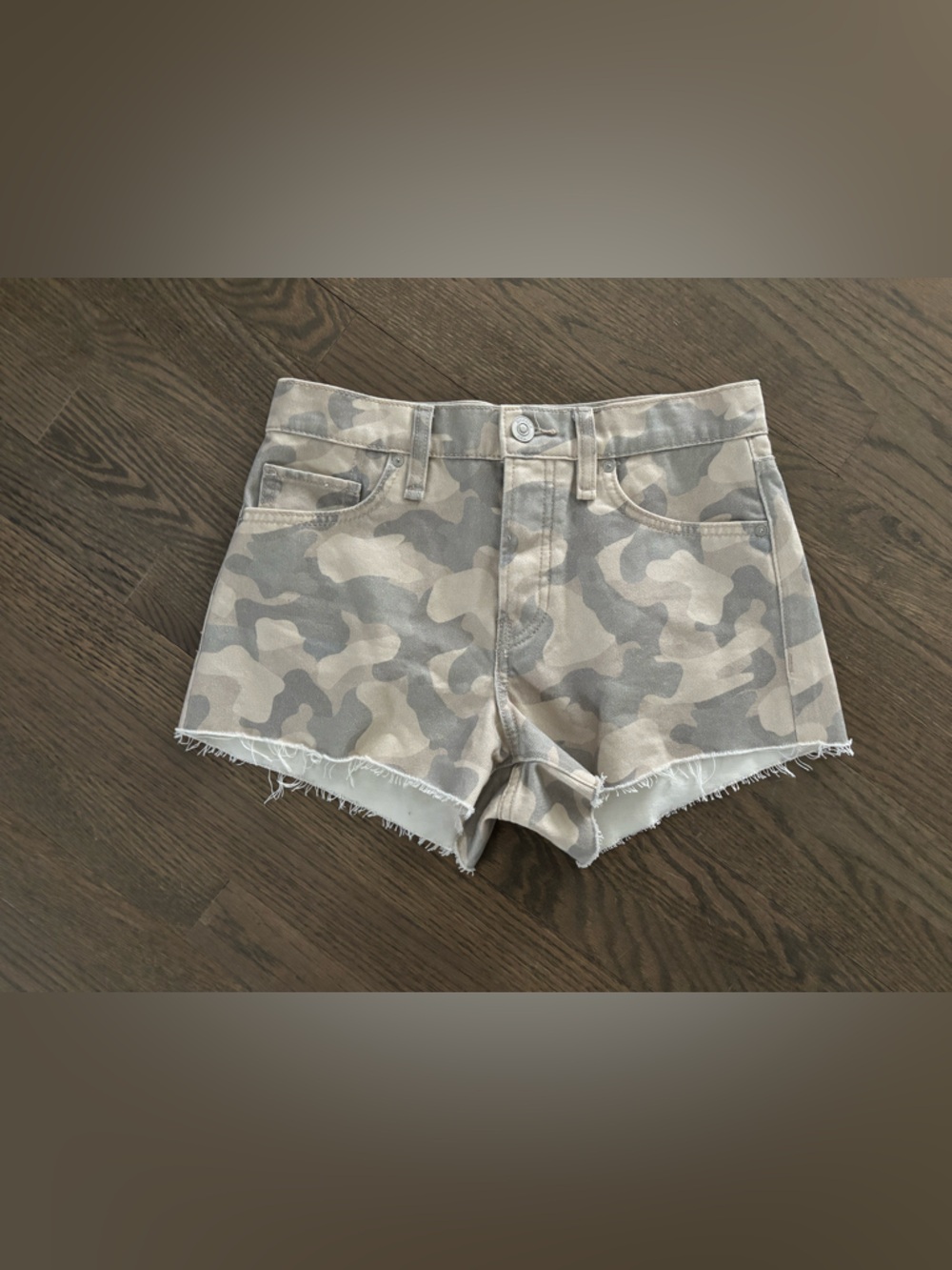 Hudson Jeans Beige and Gray Camo Denim Shorts